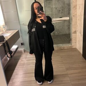 Burberry Cardigan Logo Oversized Wool Jacquard  Womens Small Black Authentic